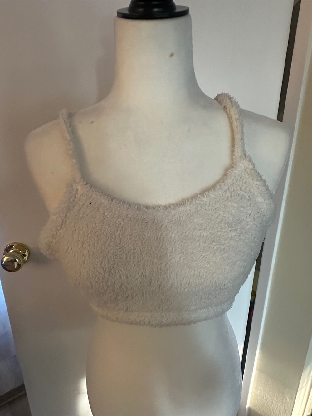 Cozy Fuzzy Crop Tank Top - Cream